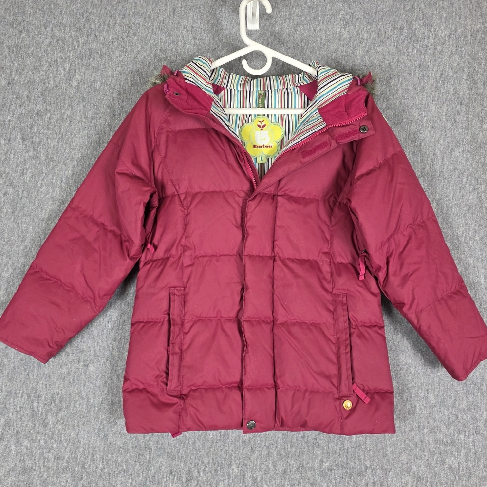 Burton Girls Down Snowboard Puffy Jacket Pink Glitter Lg